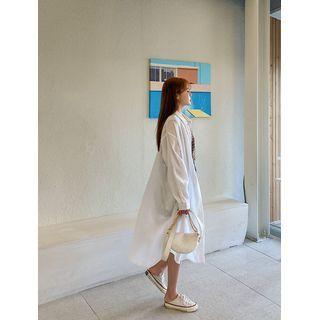Plus Size Letter-embroidered Long Shirt