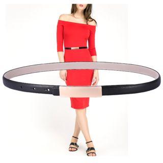 Genuine-leather Skinny Belt