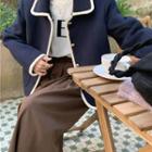 Two Tone Button-up Woolen Jacket