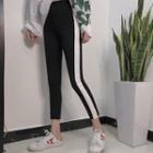 Color Panel Cropped Skinny Pants
