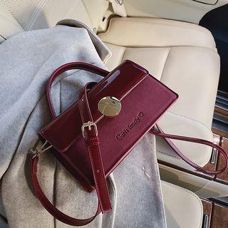 Patent Panel Lettering Crossbody Bag
