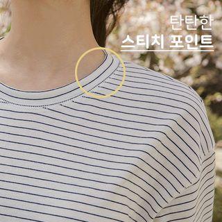 Set Of 2: Slit-side Stripe T-shirt