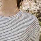 Set Of 2: Slit-side Stripe T-shirt