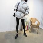 Hooded Oversized Puffer Jacket With Belt