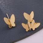 Non-matching Alloy Butterfly Earring 1 Pair - 925 Silver Needle Earrings - One Size