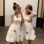 Bow-accent Vest / Puff-sleeve Dress / Sleeveless Dress