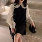Layered Collar Long-sleeve Shift Dress