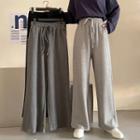 Plain Straight-cut Wide-leg Pants
