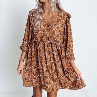 3/4-sleve Print Dress