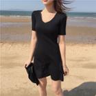 V-neck Short-sleeved Mini Dress