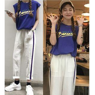 Set: Lettering Tank Top + Cropped Pants