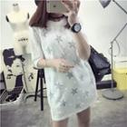Star Print 3/4 Sleeve T-shirt