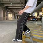 High-waist Two Tone Drawstring Straight-cut Pants