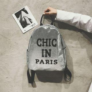 Lettering Sequined Backpack
