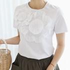 Flower-embellished Cotton T-shirt