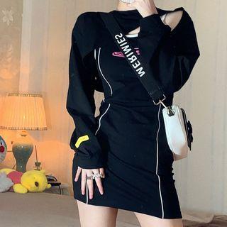Strappy Sheath Dress / Long-sleeve Crop Top