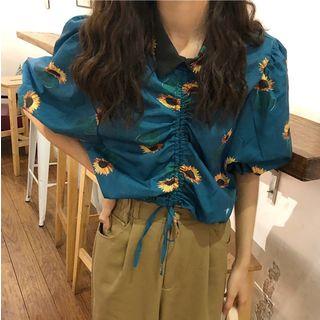 Wide Semi Sleeve Shirt Retro Short-sleeve Top