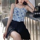 Floral Print Frill Trim Camisole Top