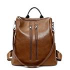 Zip-accent Faux Leather Backpack