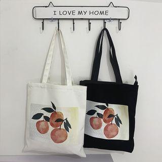 Apple Print Canvas Tote Bag