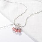Crystal & Rhinestone Floral Necklace Copper White Gold Plating - One Size