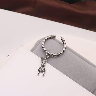 Rabbit Alloy Open Ring 1 Pr - Silver - One Size
