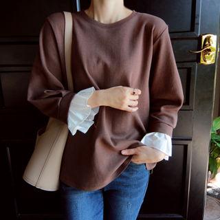 Contrast-cuff Pullover