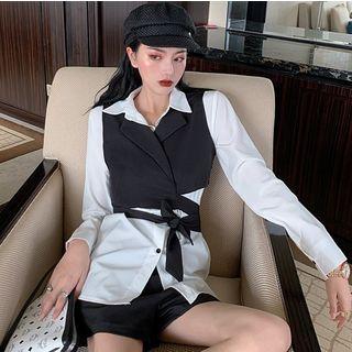 Set: Sleeveless Top + Shirt + Shorts