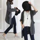 Tab-sleeve Open-front Long Cardigan