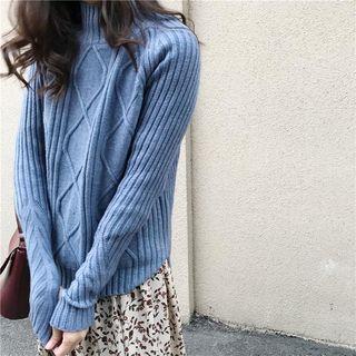 Plain Long-sleeve Slim-fit Sweater