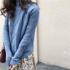 Plain Long-sleeve Slim-fit Sweater