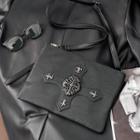 Cross Faux Leather Crossbody Bag Black - One Size