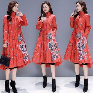 Printed Padded Coat Dress
