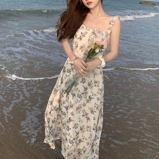 Floral Chiffon Midi A-line Dress