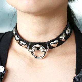Heart Alloy Faux Leather Choker