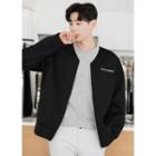Letter-printed Neoprene Zip-up Jacket
