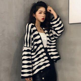 Striped Cardigan As Shown In Figure - One Size