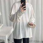 Striped Long-sleeve Loose Top