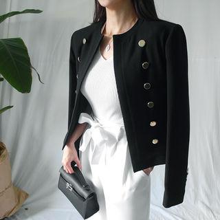 Open-front Button-detail Jacket