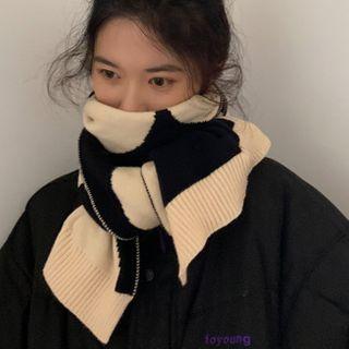 Print Knit Scarf Black - One Size