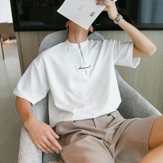 Short Sleeve Patch Embroidered Polo Top