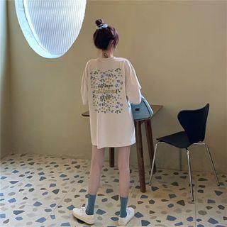 Short-sleeve Floral Print Tunic T-shirt