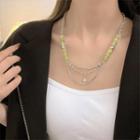 Star Bead Layered Alloy Necklace 1 Pc - Green - One Size