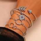 Set: Alloy Bracelet / Open Bangle (assorted Designs) Set - Silver - One Size