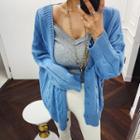 Colored Cable-knit Oversized Cardigan