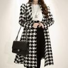 Houndstooth A-line Coat With Belt