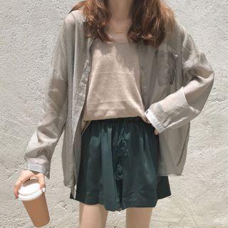 Plain Shirt / Camisole / Wide-leg Shorts