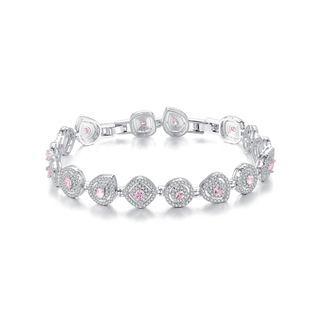 Fashion And Elegant Geometric Bracelet With Pink Cubic Zirconia Silver - One Size