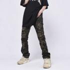 Camouflage Distressed Straight Leg Jeans