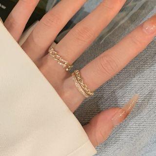Set Of 1 / 2: Rhinestone / Alloy Open Ring (various Designs)